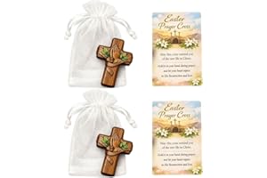 Cross Fidget My Heart with Organza Bags,Easter Basket Stuffers Encouragement Gift,Small Mini Handheld Pocket Wall Crosses wit
