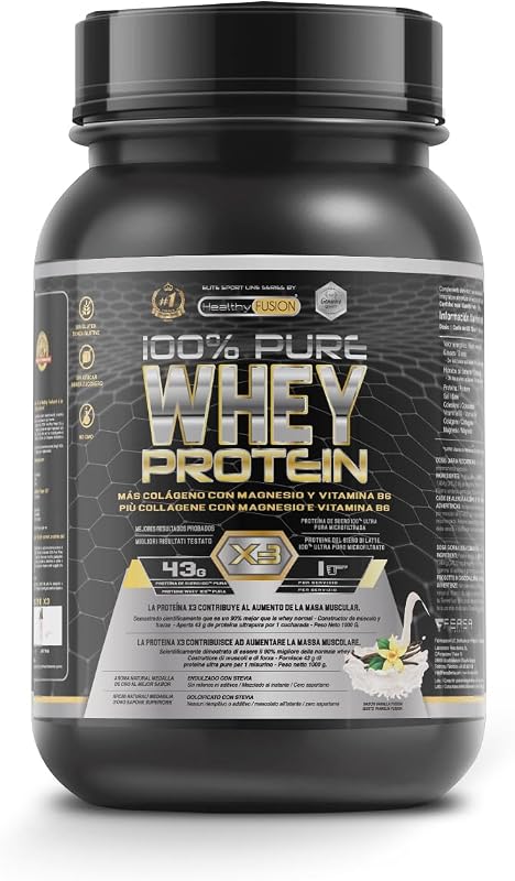 Whey protein isolate 100% pura | Proteine whey isolate + collagene + magnesio | Proteine del siero di latte isolate per lo sviluppo muscolare | Massa muscolare pulita | 30 dosi (Vanillegeschmack)