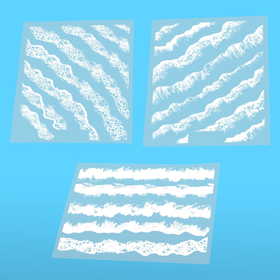 DIYBravo 3 Sheets Resin Stickers Ocean Waves Filler Decorative Films Art Supplies Kit Transparent White for Resin Molds Jewelry Making Crafts Scrapbook Decoration Accessories