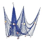Youbedo Mediterranean Style Nautical Fish Net with Shells Blue Seaside Wall Home Decor
