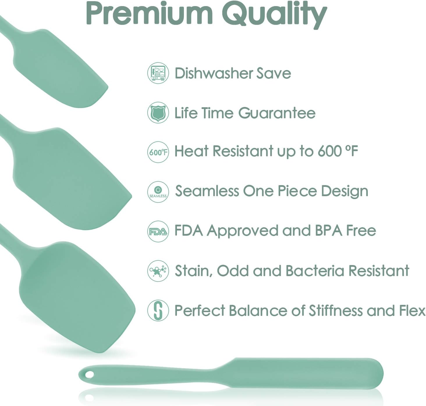 U-Taste Silicone Spatula Set of 4: 315 ℃ Heat-Resistant Flexible Food Grade Bowl Scraper - Image 4