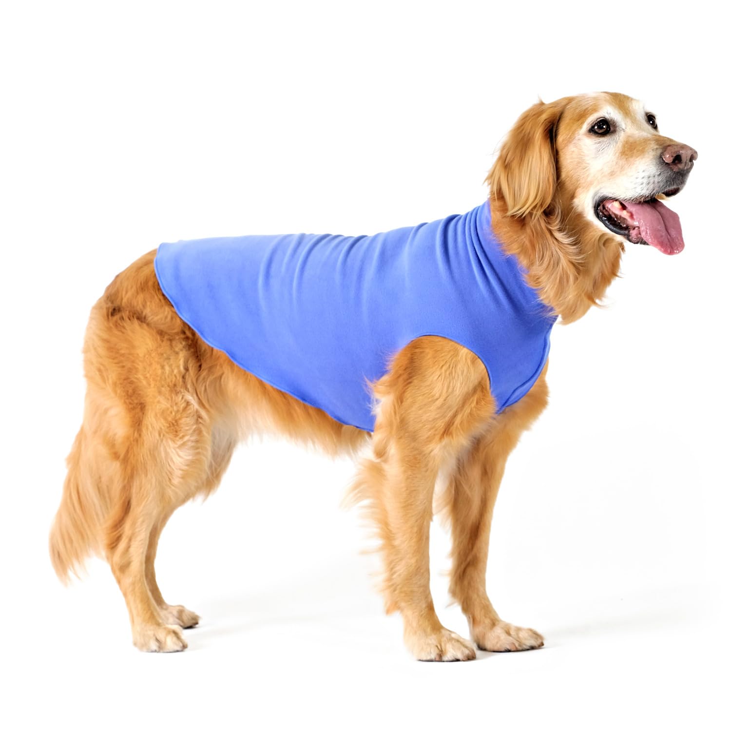 Gold Paw Stretch Fleece Dog Coat – Soft, Warm Dog Clothes, Stretchy Pet Sweater – Machine Washable, Eco Friendly – All Season – Sizes 2-33, Cornflower Blue, Size 8