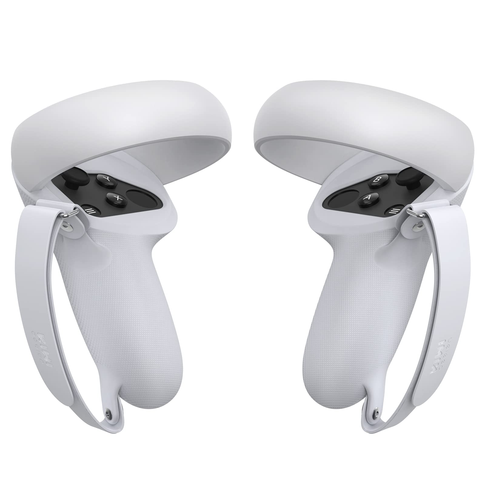 KIWI design Silicone Grip Cover Protector with Knuckle Straps Compatible with Quest 2 Accessories (Gray-White)