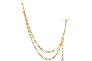 TIONG Gold/Silver Men's Pocket Watch Chain Vintage Albert Chain with Lobster & T-Bar Clasps Watch Chains Link Vest/Suit for Your Pocket Watches/Pendant