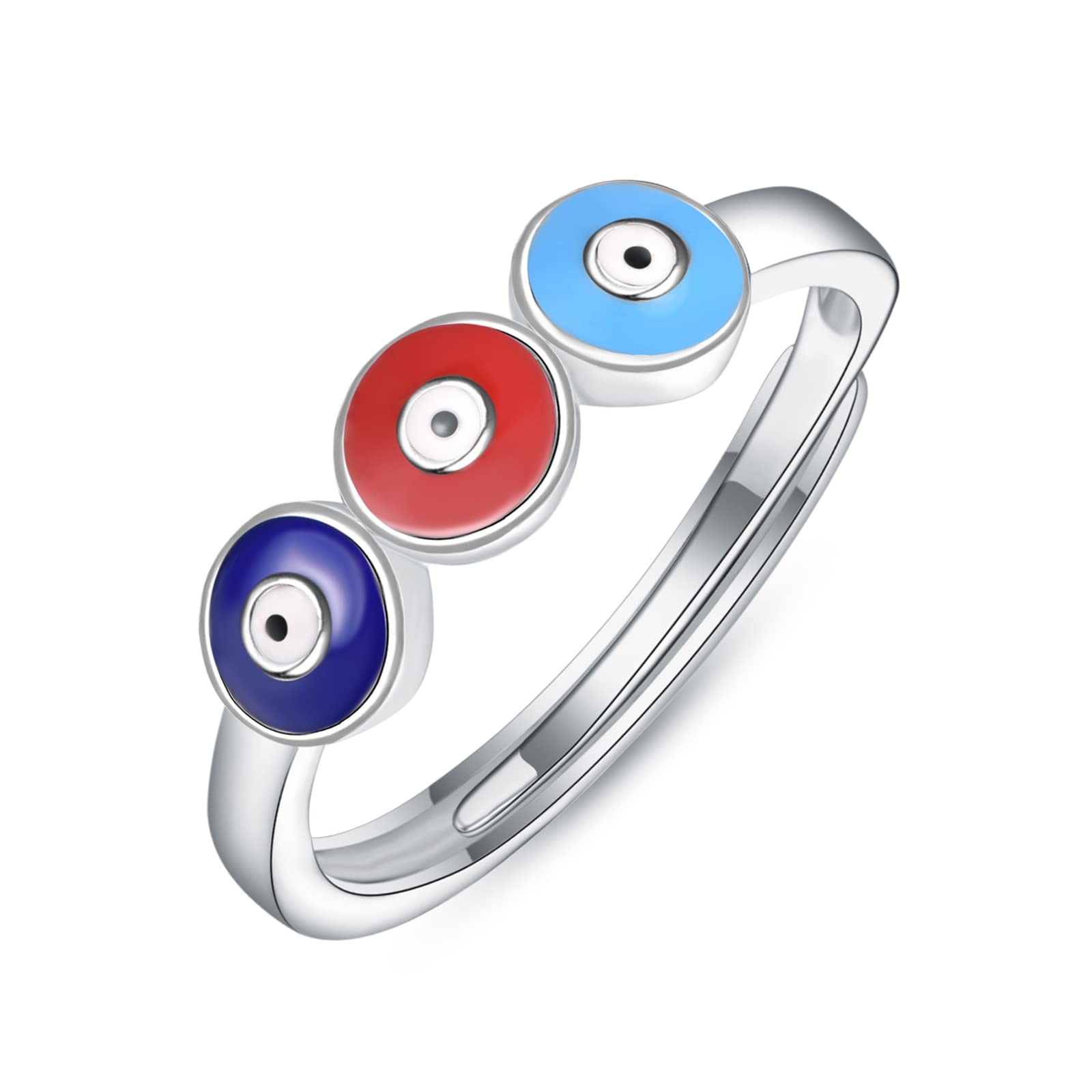 KINGWHYTE Evil Eye Ring for Women 925 Sterling Silver Open Rings Adjustable Thumb Ring Lucky Protection Jewellery Gifts for Girls