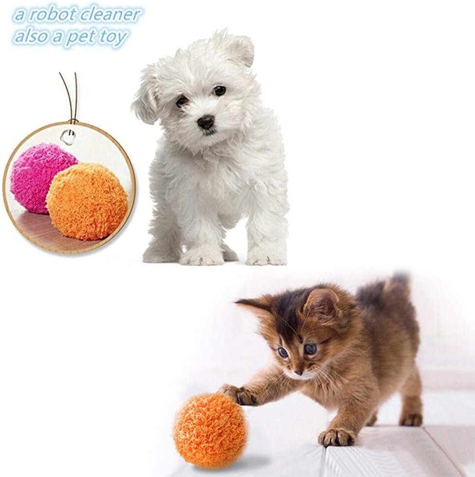 SUPOW Mocoro Ball Mini Robotic Cleaner, Microfiber Mop Ball, Automatic Vacuum Cleaner Cute Roll Ball Creative Automatic Rolling Furball Floor Cleaner Mini Sweeping Robot Pet Dogs Funny Toys