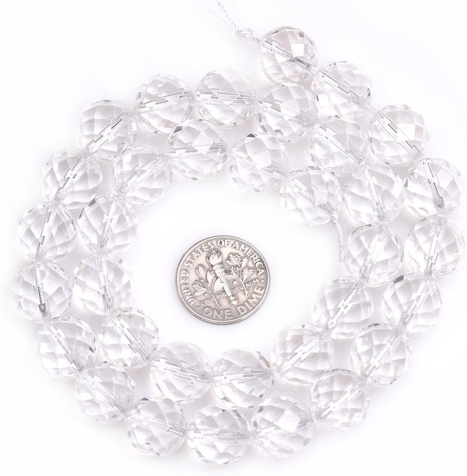AAA Grade Faceted Natural Clear White Quartz Beads for Jewellery Making 15'' (12MM) - Image 5