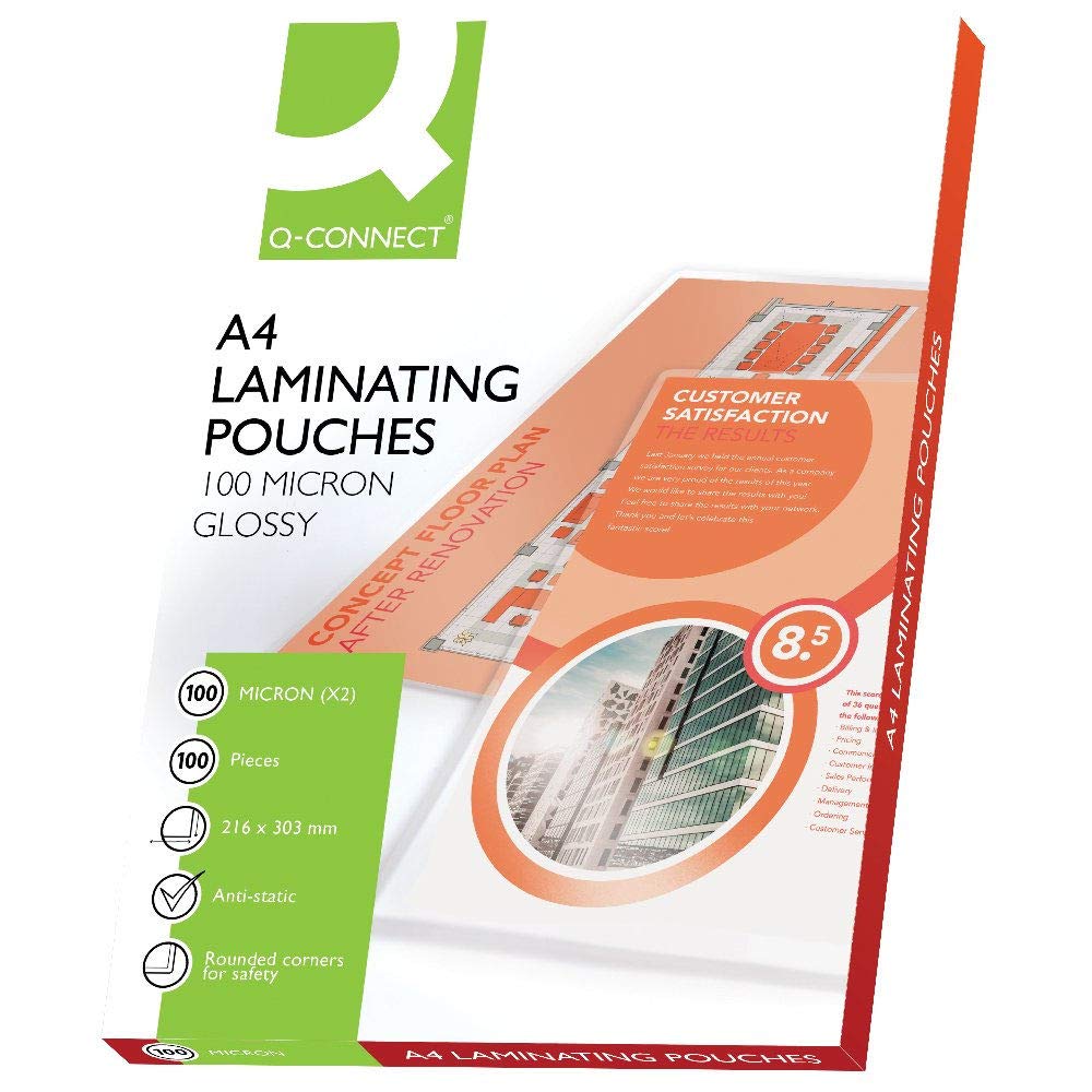 Q-Connect A4 Laminating Pouch 100 Micron (Pack of 100) KF04115