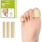 Bukihome Cuttable Toe Tubes Sleeves - Foam Toe Protectors for Corns, Calluses, Blisters - Fabric &amp; Breathable Gel Lining Toe Sleeve Protectors Relief Pressure Pain - 3 Count, White
