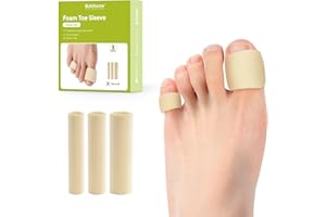 Bukihome Cuttable Toe Tubes Sleeves - Foam Toe Protectors for Corns, Calluses, Blisters - Fabric & Breathable Gel Lining Toe Sleeve Protectors Relief Pressure Pain - 3 Count, White