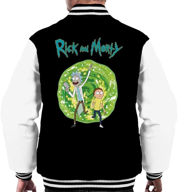 Rick and Morty Walking Through Portal Men's Varsity Jacket: Amazon.co