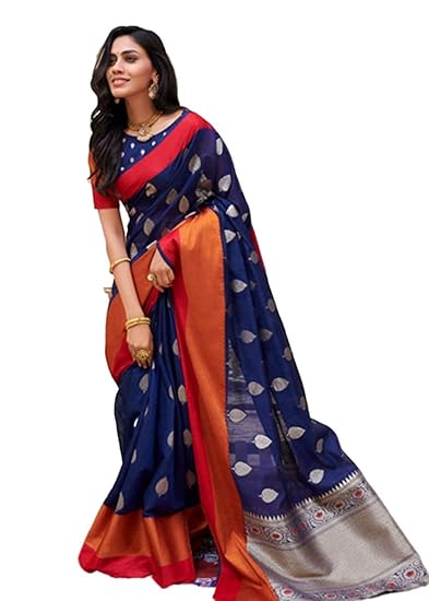Pandadi Saree Women's Cotton Silk Saree With Blouse Piece