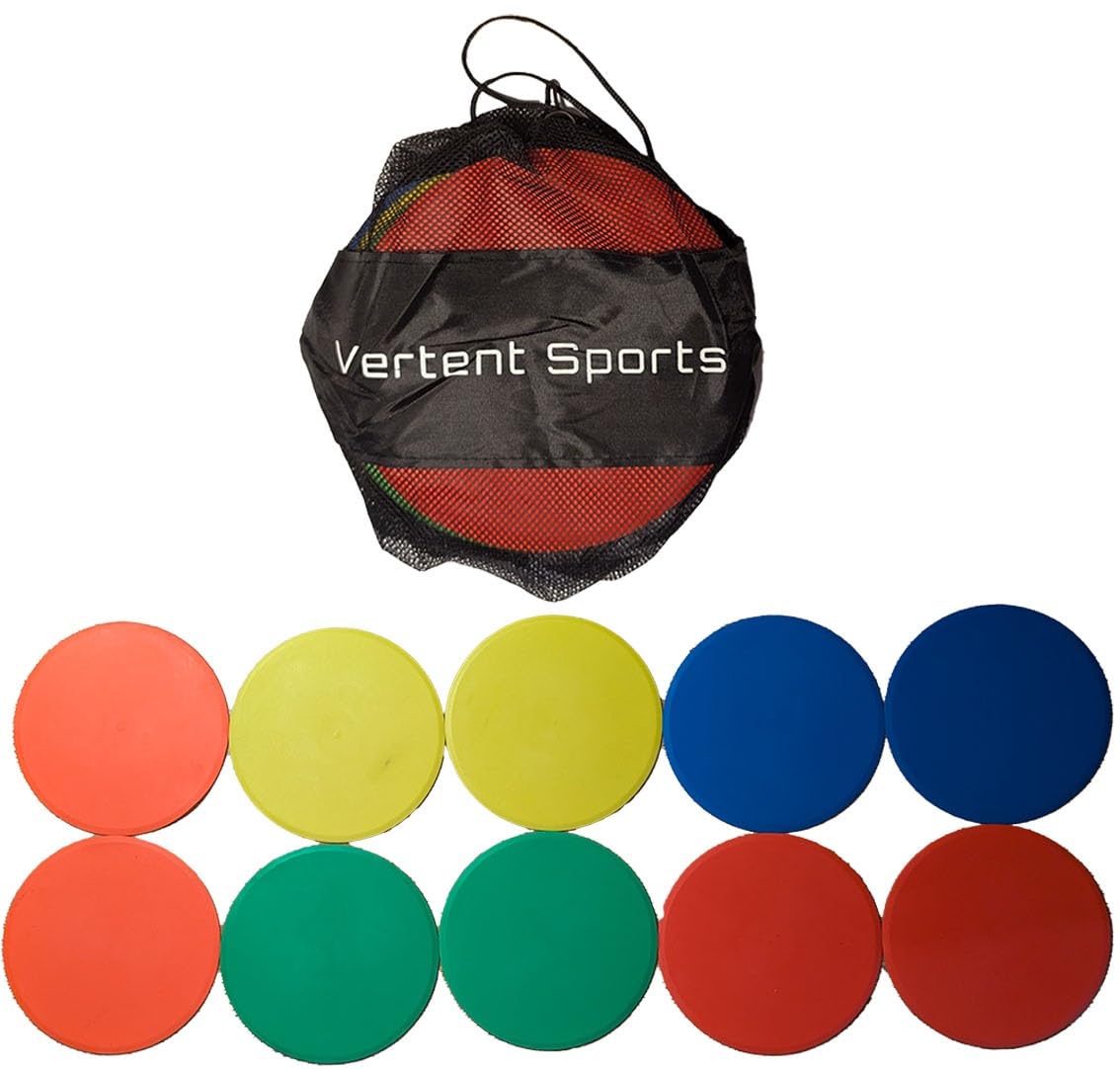 Vertent Flat Disc Markers (Set of 20) - 5 Colours, Full Sized, With Carry Bag
