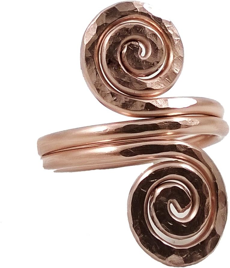 ELAMENTS DESIGN Solid Copper Ring Clean Spiral Sequence Hand Hammered Size 9