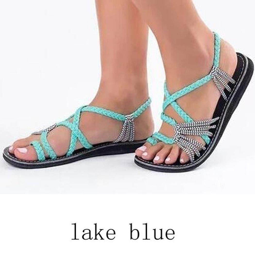 kentew Women Fashion Cross Criss Patchwork Weave Sandals Shoes Sandals