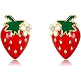 Strawberry Stud Earrings 925 Sterling Silver Strawberry Jewelry Gifts for Women