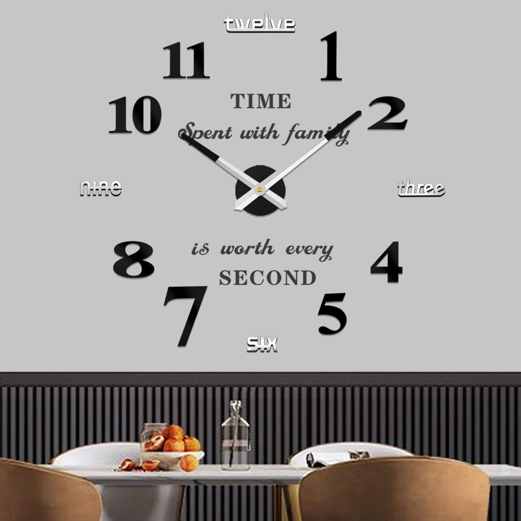 VANGOLD Modern Mute DIY Frameless Large Wall Clock 3D Mirror Sticker Metal Big Watches Home Office Decorations