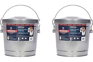 Behrens 6 Gallon Galvanized Steel Storage Can or Waste Bin w/Locking Lid & Handle (2 Cans, No Grip)