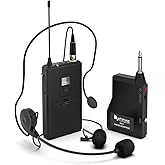 FIFINE Wireless Microphone System, Wireless Microphone set with Headset and Lavalier Lapel Mics, Beltpack Transmitter and Receiver,Ideal for Teaching, Preaching and Public Speaking Applications-K037B