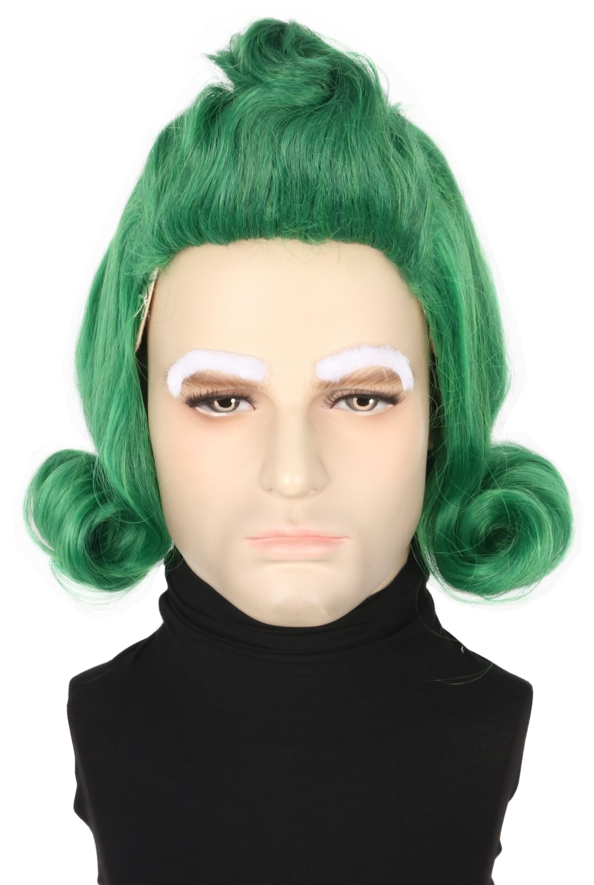 Photo 1 of Topcosplay Men or Women Green Short Wig with Eyebrow Halloween Outfit Costume Party Wigs