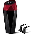 LivTee Car Trash Can with Lid, Diamond Design Small Automatic Portable Trash Can with 2PCS Car Purse Hook for Purses and Bags, Car Interior Accessories for Women Men (Red)