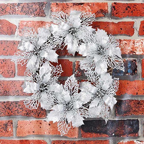 Hot Sale!!Woaills Window Ornament Garland Wreath,Christmas Party Leaf Door Wall Decoration Diameter - 35cm/13.7'' (Silver)