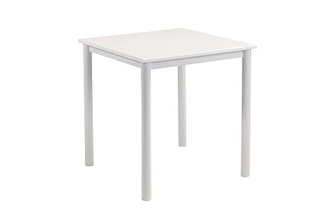 Küchentisch Anna, MDF HGL Weiß, Metallgestell Weiß lackiert, 70 x 70 cm