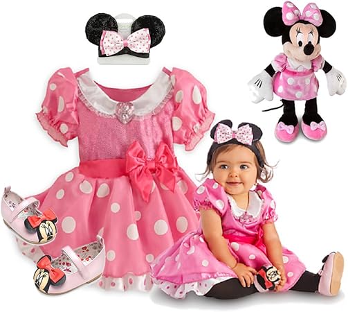 Amazon ディズニー ミニーマウス ミニー ベビー 女の子 コスチューム ギフトセット 80cm 85cm 18 24m 2歳 衣装 コスチューム ヘアバンド シューズ ぬいぐるみ 女の子 子供用 キッズ 赤ちゃん 誕生日 プレゼント ピンク ラメ Minnie Mouse ぬいぐるみ おもちゃ