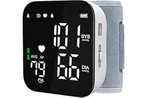 GREETMED Wrist Blood Pressure Monitor Rechargeable Digital Automatic Blood Pressure Cuff for Home Use Portable Talking Bp Monitor Full Screen Led Display Adjustable Bp Cuffs with Carrying Case