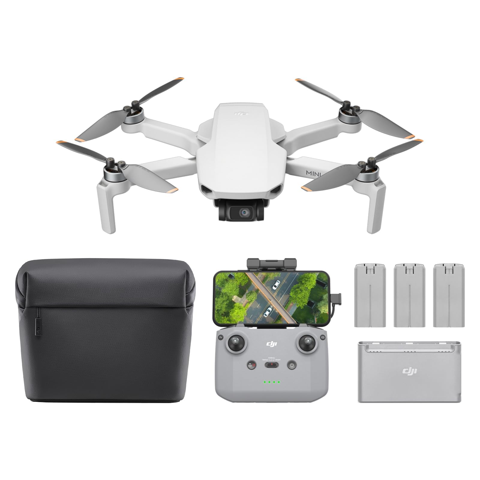 DJI Mini 4K Fly More Combo, drone per adulti, fotocamera 4K HD, < 249 g, stabilizzatore 3 assi, trasmissione video 10 km, return automatico, 3 batterie per tempo di volo max 93', QuickShots