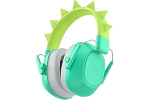 iClever Noise Cancelling Headphones for Kids, SNR 29dB Safety Noise Reduction Earmuffs (Dinosaur Green)