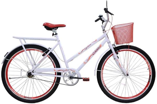 Bicicleta Aro 26 com Cesta Feminina Genova - 311010, Branco/Vermelho, Cairu Bicicleta Aro 26 com Cesta Feminina Genova - 311010, Branco/Vermelho, Cairu