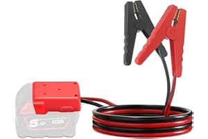 Beleeb Jumper Cables with Adapter for Milwaukee M18 18V Batteries, 8AWG 2FT Jump Starter Auto Booster Cable for Jump Starting Car Using Tool Battery