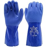 SHOWA Atlas 660 Triple-Dipped PVC Coated Chemical Resistant Safety Glove with Cotton Liner, 12" Length, for Vending Machines, X-Large (12 Pair)