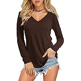Amoretu Womens T Shirts V Neck Short Sleeve Tshirt Basic Tee Curved Hem Tops