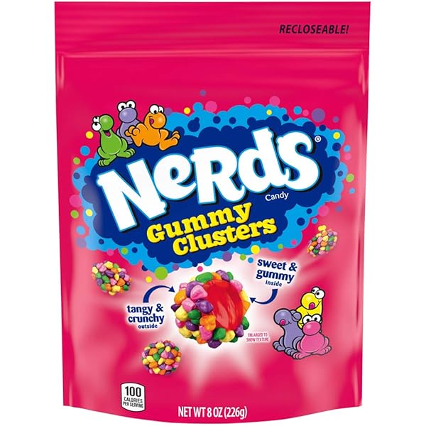 NERDS GUMMY CLUSTERS CANDY, RAINBOW, CRUNCHY AND GUMMY,...