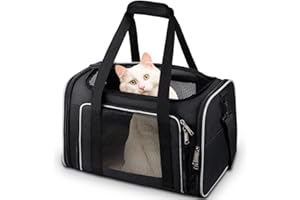 Comsmart Cat Carrier, Pet Carrier Airline Approved Pet Carrier Bag Collapsible 15 Lbs Dog Carrier for Small Medium Cats Dogs Puppies Kitten - Black