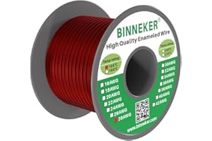 BINNEKER 28 AWG Magnet Wire - Enameled Copper Wire - Enameled Magnet Winding Wire - 1.0 lb - 0.0126" Diameter 1 Spool Coil Red Temperature Rating 155℃ Widely Used for Transformers Inductors