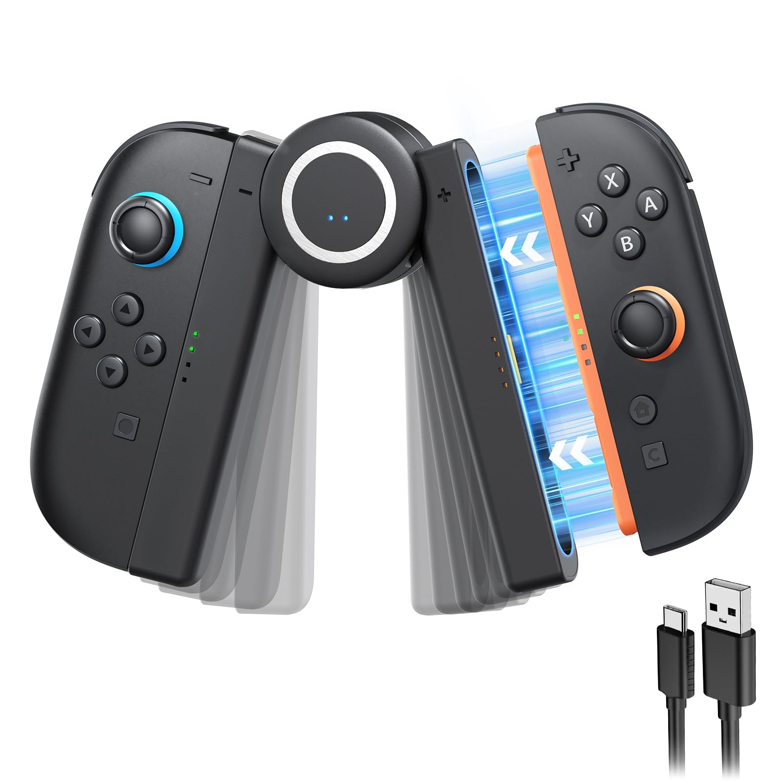 Photo 1 of [Upgraded 2.0] FASTSNAIL Charging Grip for Nintendo Switch 2 (2025), Strong Magnetic Grip Controller with 5-Levels Adjustable Rotation Positions for Joycon 2 with LED Indicator & 1.5m/4.9ft Charger Cable