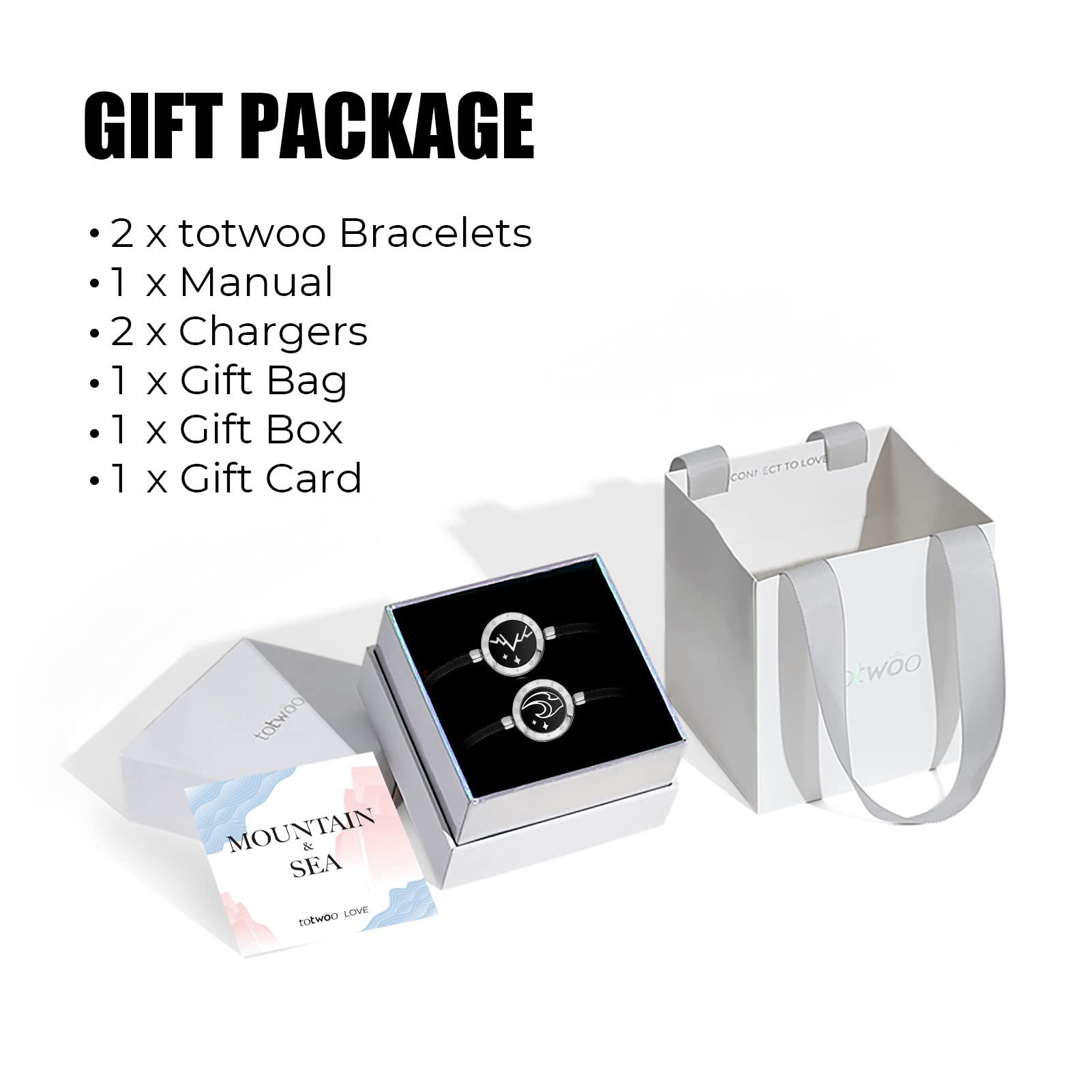 TOTWOO Long Distance Touch Bracelets for Couples, Vibration & Light up for Love Couples Bracelets | Long Distance Relationship Gifts for Girlfriend Bluetooth Pairing Jewelry