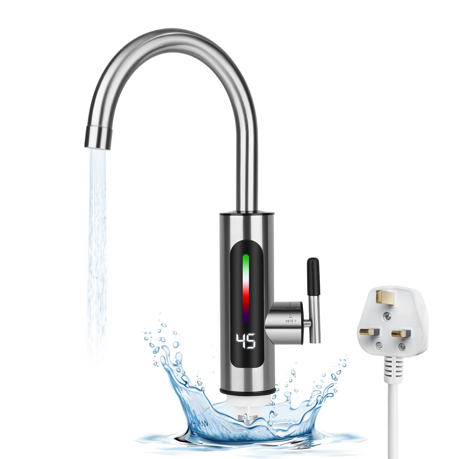 Electric Hot Water Faucet 3000W, Tankless Electric Heater Kitchen Sink Faucet, Instant Hot Water Tankless Electric Hot Water Faucet for Kitchen Sink/Bathroom