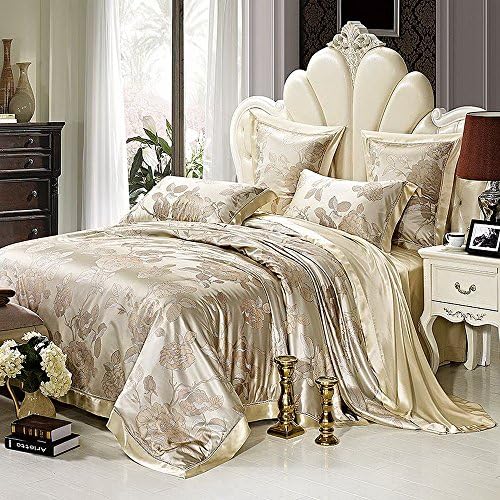 CUSHIONLIU 100% Home Textile Silk Bed Double Thick Silk Bedding Package , A,2.0 Metre Bed Six Pieces