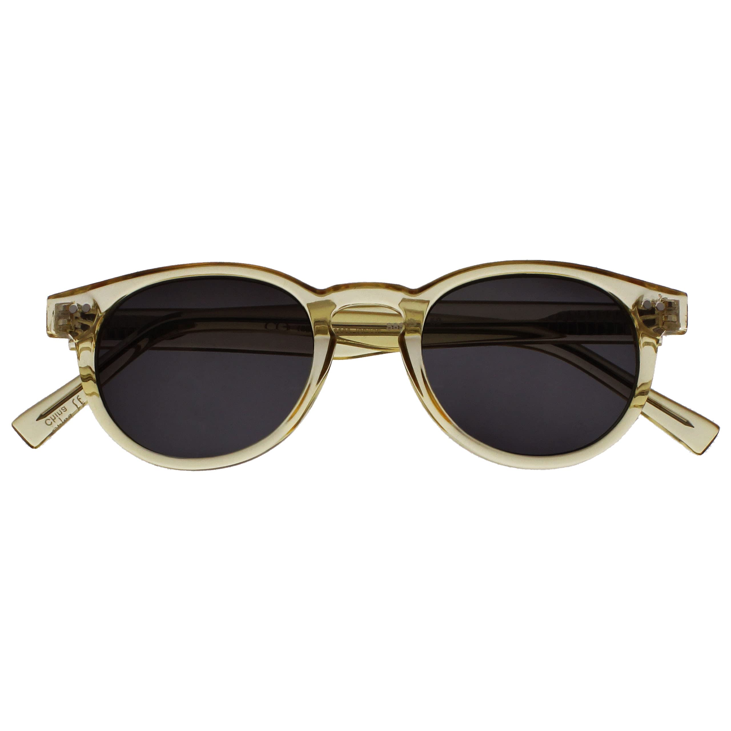 OPULIZE Rox Super Stylish Transparent Gold Womens Reading Sunglasses UV400 Metal Hinges Round S89-9 +2.50