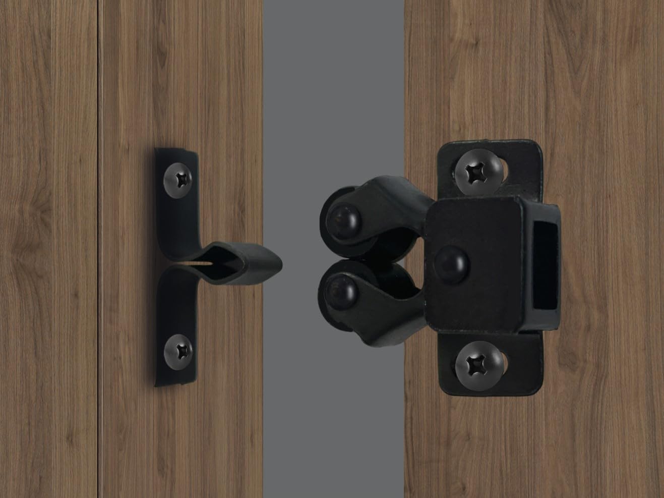 Photo 1 of QCAA Roller Catch, 1-1/4", Steel, Matte Black, 2 Pack, Made in Taiwan