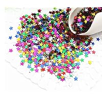 9000PCS IFfree Multicolored Metallic Star Confetti Sequin,Confetti Glitter No hole Metallic Embellishment- 6mm (1/4") 1.6oz