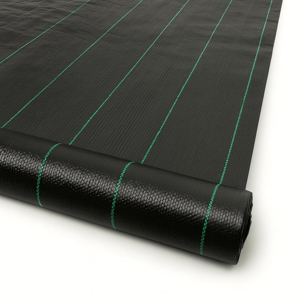 Yuzet 2m x 50m Black 100gsm Heavy Duty Weed Control Fabric, Ground cover Membrane, UV stabilised Weed Barrier Fabric. Under Patios, Garden, Flower beds, Landscaping - weed suppressant membrane