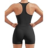 SUUKSESS Women 2 Piece Workout Sets High Waisted Biker Shorts with Pockets Built in bra Racerback Tank Tops