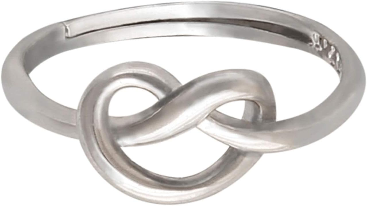 925 Sterling Silver Elegant Infinite Heart Knot in Special Infinity Love Adjustable Size Finger Ring for Woman & Girl
