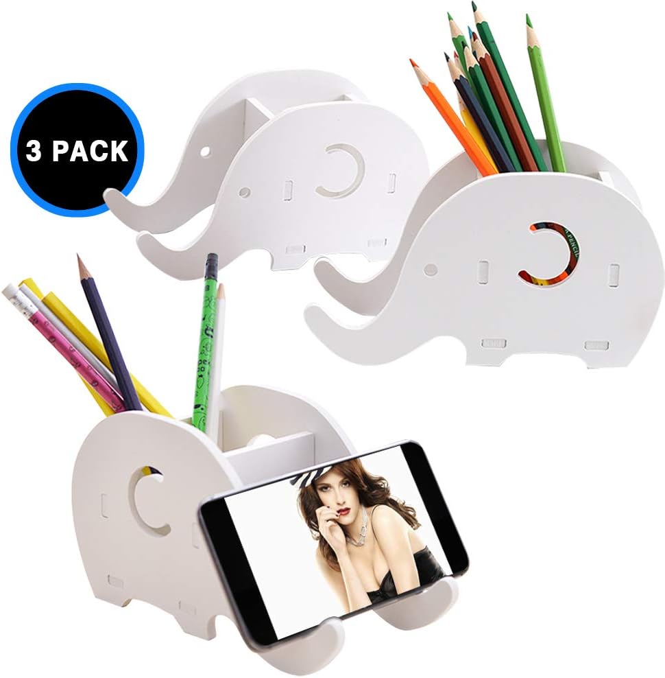 Best desk supplies organiser, wood cell phone stand pencil holder desk organizer