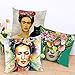 HLPPC Cushion Cover Beautiful Women with Colorful Flowers Pillowcase 17 x 17 Inches Woven Pillow Covers Cotton Linen Home Decor Cushion Cover for Sofa (A2)